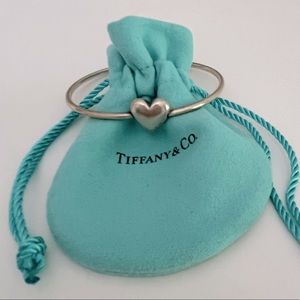 Tiffany & Co. sterling silver heart bangle with dust bag